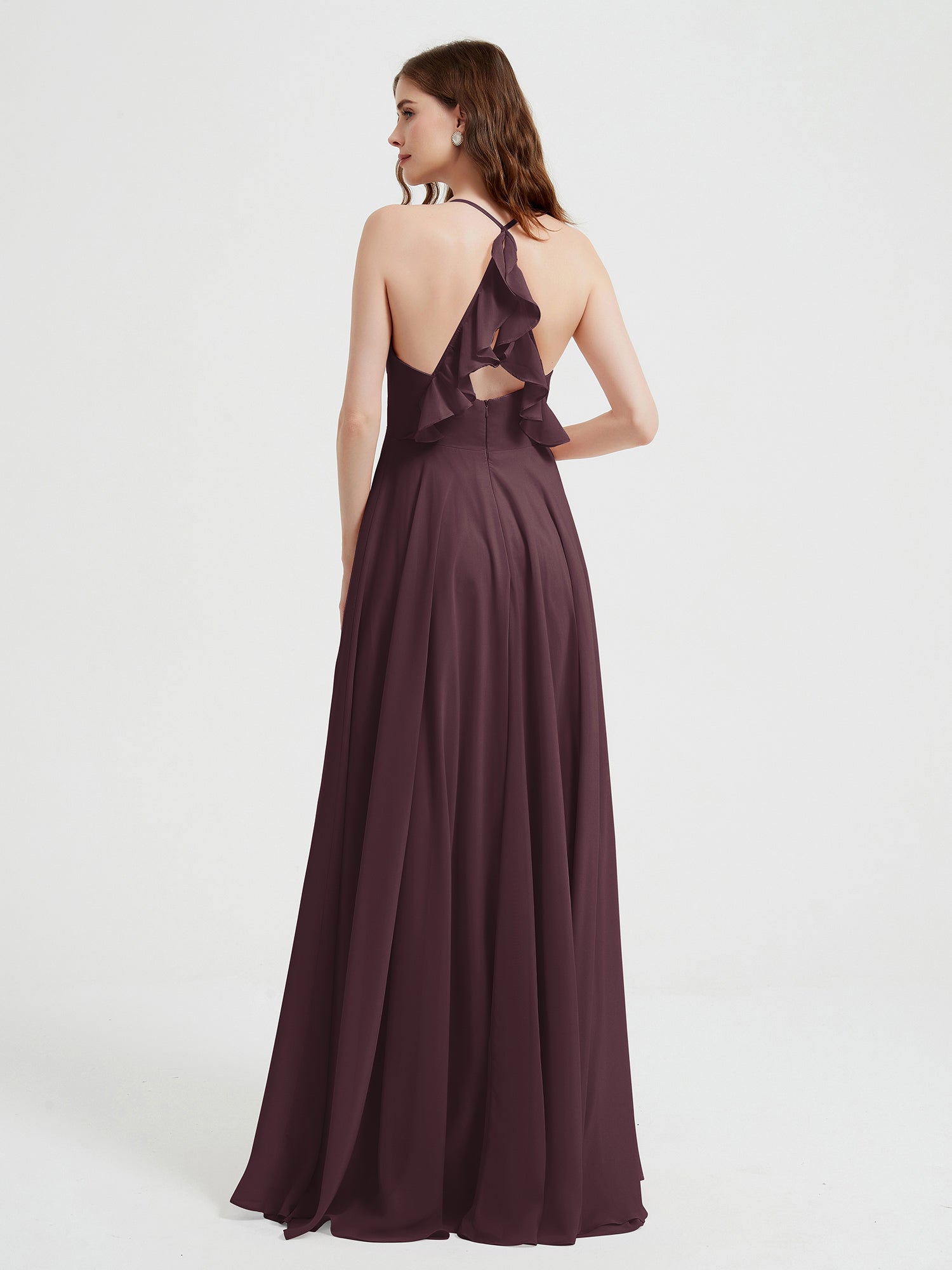 V-neck Bridesmaid Dress with Cross Back Cabernet